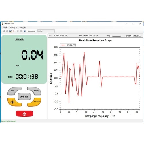 解析ソフト付微差圧計USBインターフェー