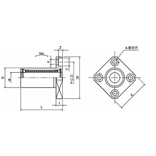 スライドブッシュ ロング・角フランジ形
