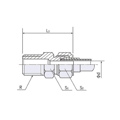 R 1/4”x10mm ユニオン(ハーフ