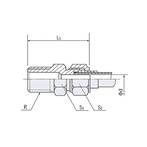 R 3/8”x10mm ユニオン(ハーフ