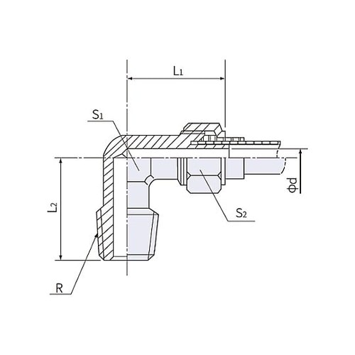 R 1/8”x 6mm ユニオン(エルボ