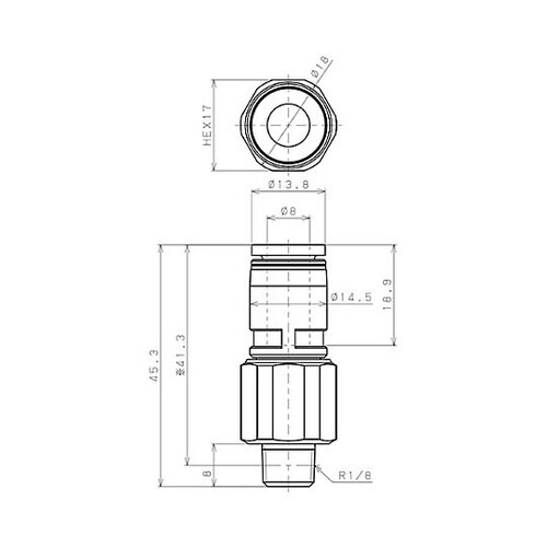 R1/8”x 8mm ロータリーストレー