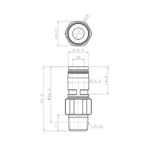 R1/4”x 8mm ロータリーストレー