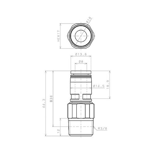 R3/8”x 8mm ロータリーストレー