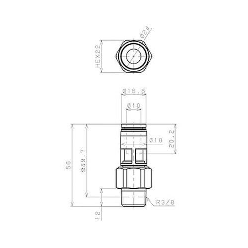R3/8”x10mm ロータリーストレー