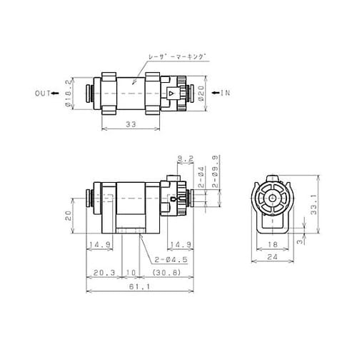 4mm/ 7.5cmm 正負圧用ユニオン