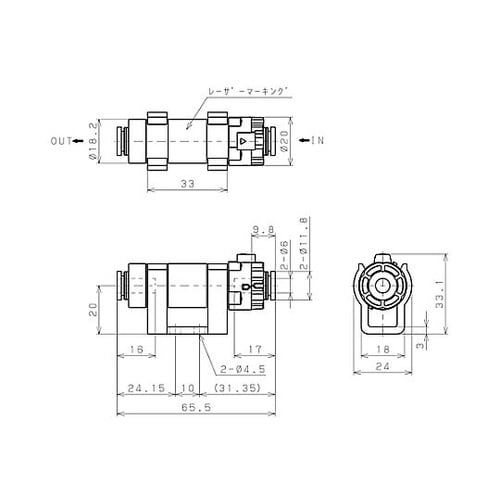 6mm/ 7.5cmm 正負圧用ユニオン
