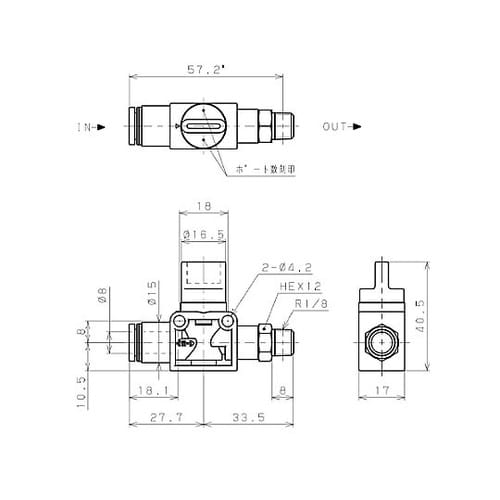 R1/8”x 8mm 開閉バルブ EA