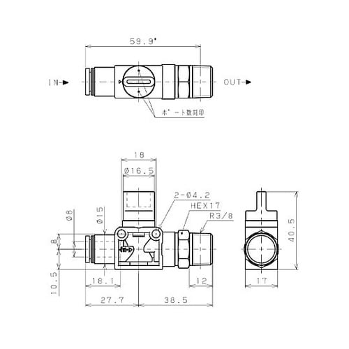 R3/8”x 8mm 開閉バルブ EA