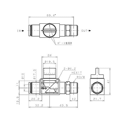 R3/8”x10mm 開閉バルブ EA