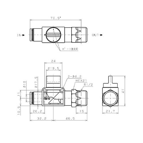 R1/2”x10mm 開閉バルブ EA