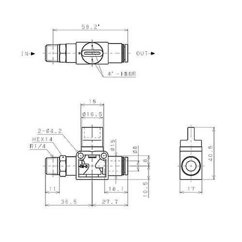R1/4”x 8mm 開閉バルブ EA