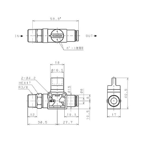 R3/8”x 8mm 開閉バルブ EA