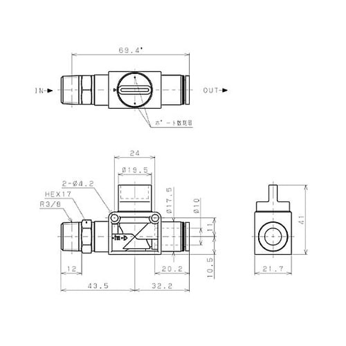 R3/8”x10mm 開閉バルブ EA