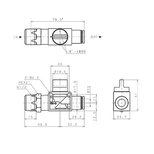 R1/2”x10mm 開閉バルブ EA