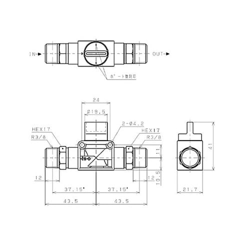 R3/8”xR3/8” 開閉バルブ(残圧
