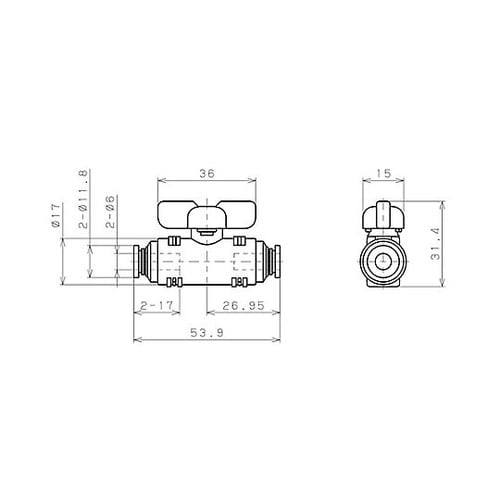 6mm ボールバルブ EA425TL−6