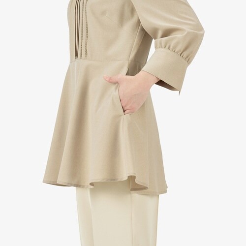 八分袖ブラウスAUB4300ブルー19G