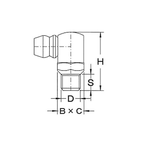 M6x0.75 グリースニップル(90゜