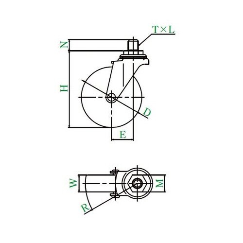 LT型キャスター 自在車ねじ込み式 LT