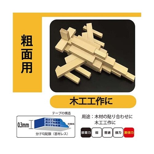 激強力両面テープ 粗面用 薄さ0.3mm