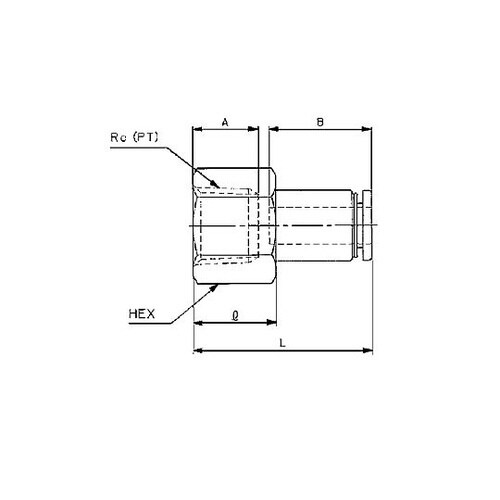 Rc 3/8”x 6mm ユニオン(雌ね