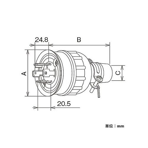 AC250V/30A 防水型引掛プラグ(