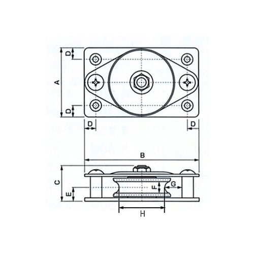 25mm 横型固定滑車(1車/メタル)