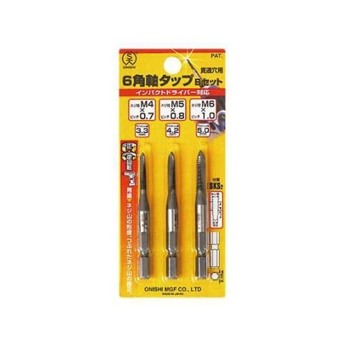 M4,M5,M6/3本組 タップ(六角軸