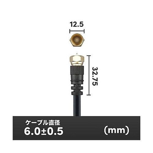 ケーブル 5.0m 黒 両側F型ネジ式