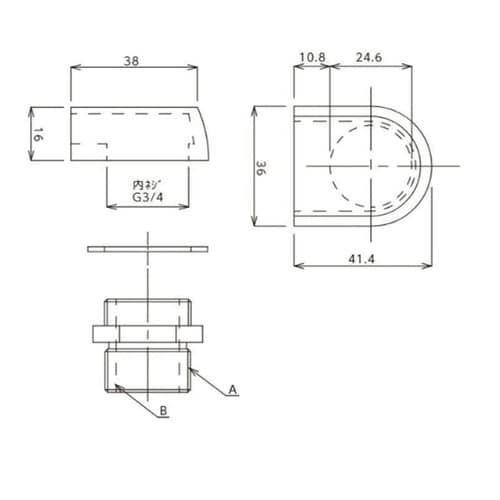 吐水口(ノンアスベストパッキン付) TO