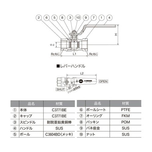 ボールバルブF型(スタンダードボア)40