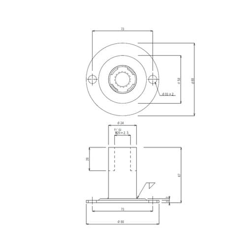 アジャスト脚用ベース付アジャスター 穴明