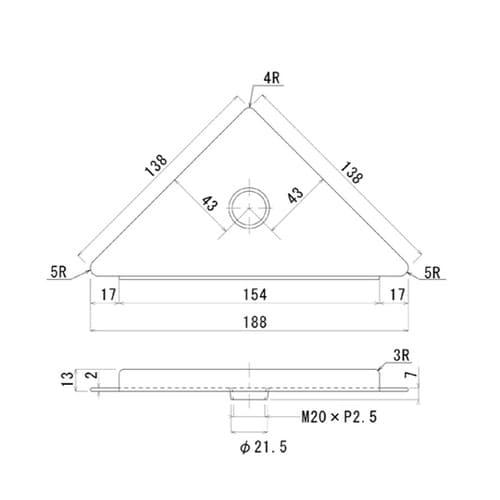 SUS430 三角座板 M20 OS−1