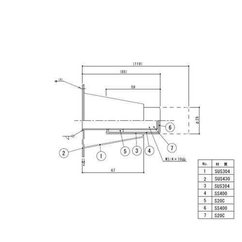 アジャスト脚 四角座 W3/4 TO−6
