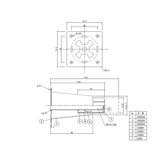 アジャスト脚 四角座 W3/4 TO−7