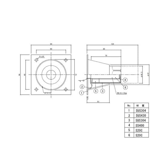 アジャスト脚 四角座 W3/4 TO−8