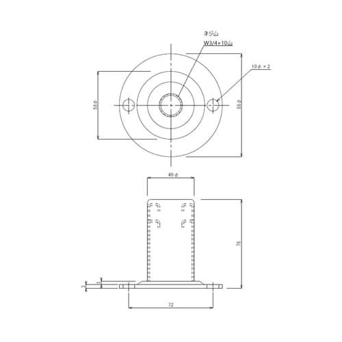 アジャスト脚用ベース付アジャスター 穴明