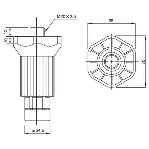 プラスチックアジャスト脚 M20 TO−