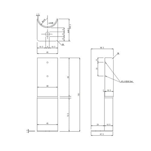 SUS304 パイプ脚固定金具 TO−4