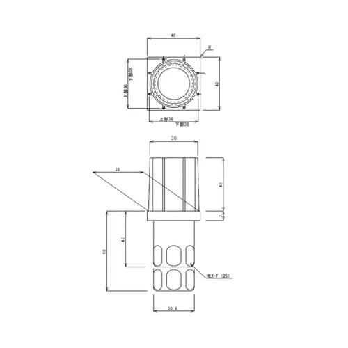 角パイプ用アジャスト脚 TO−4040