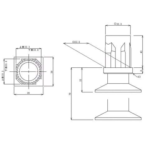 角パイプ用アジャスト脚 TO−3838F