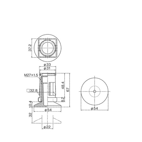 フランジ型角パイプ用アジャスト脚 35角