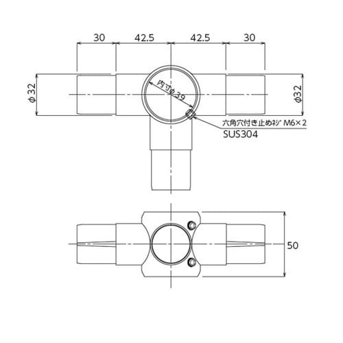 丸パイプ用三方継手 TO−127NS