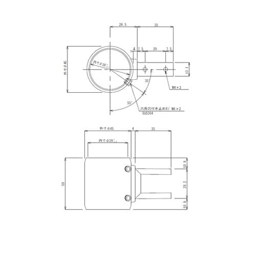 SUS304 長角パイプ用一方継手 1.
