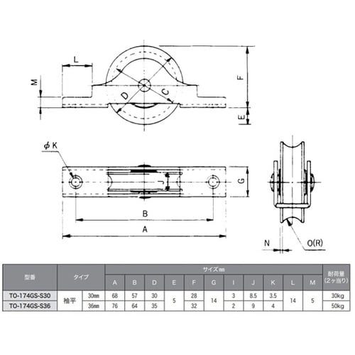 ステン枠ベアリング入 ジュラコン戸車 袖