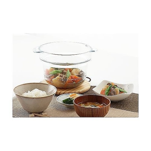 電子レンジ調理鍋 18cm 耐熱ガラス製