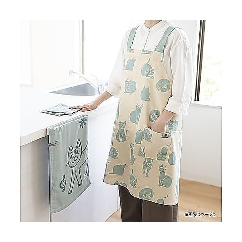 エプロン おかべてつろう ネコ 綿100
