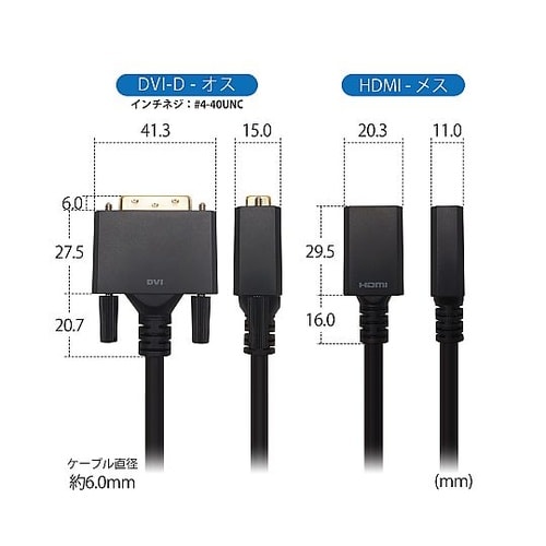 HDMI−DVI変換アダプタ 15cm