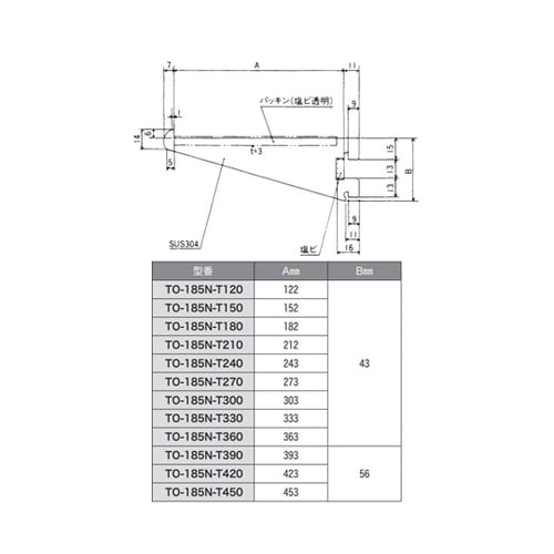 棚受 パッキン付 150 TO−185N